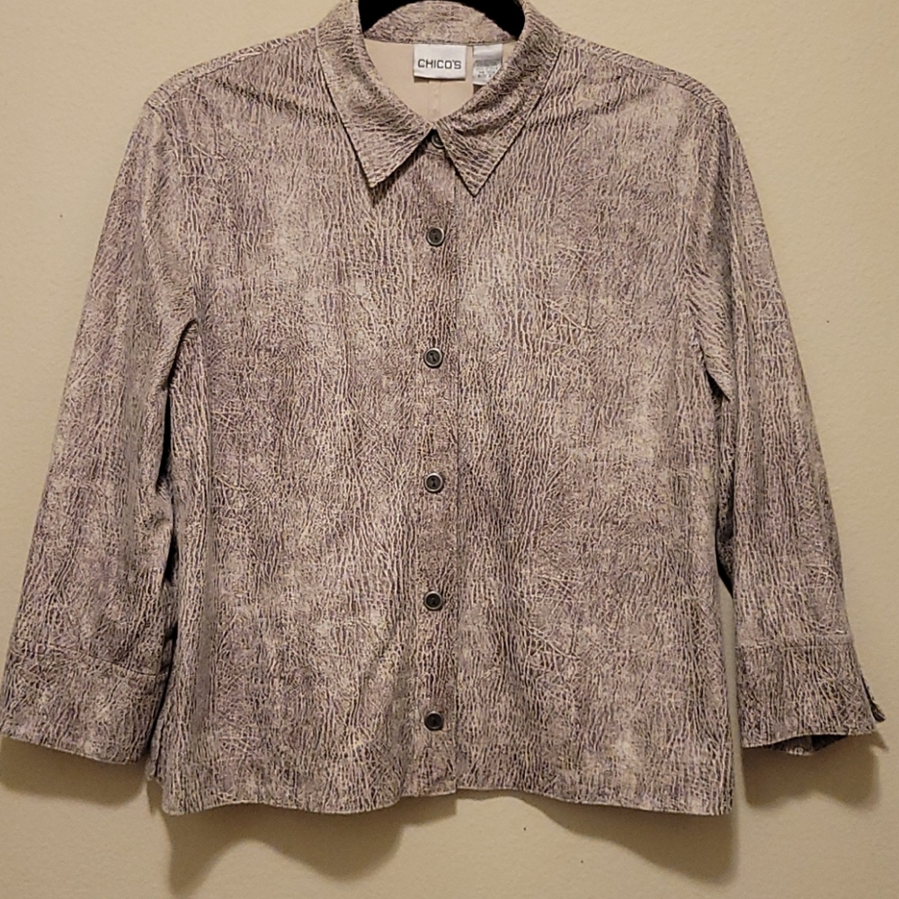 Chico's Snake Skin Print Top Size 2/US Large